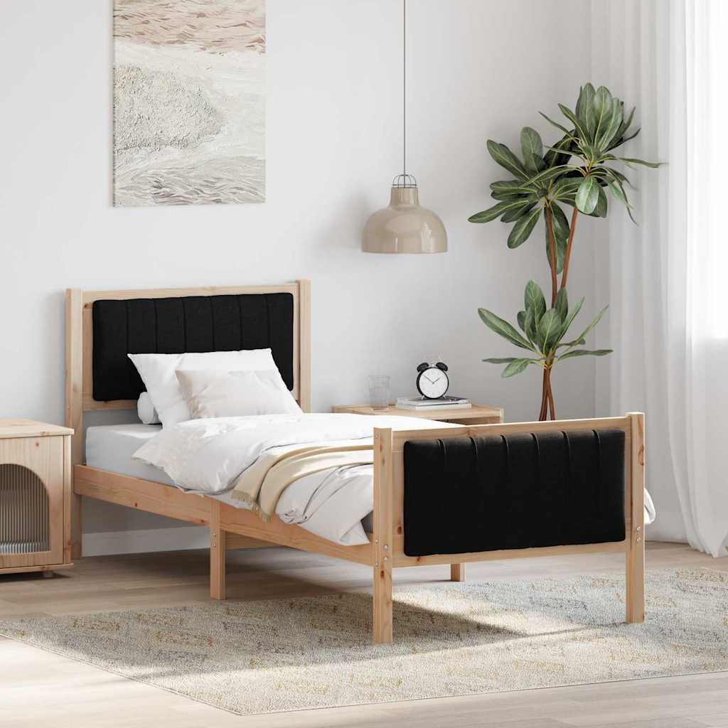 Bed frame Brown and black 80 x 200 cm Solid pine wood
